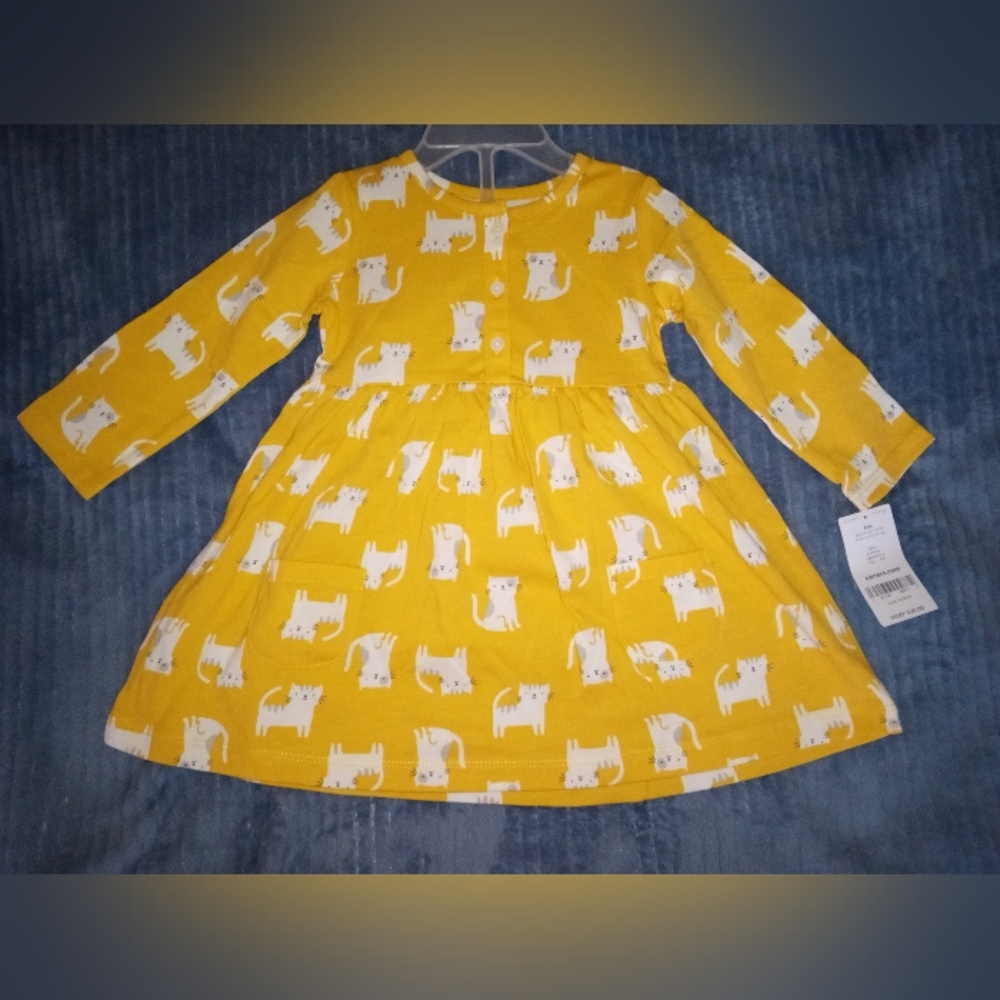 Carter's baby girls yellow/gold dress and diaper cover set Size 12 months